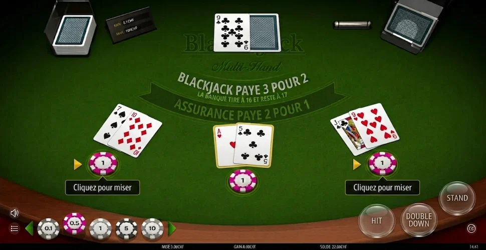 partie de blackjack en argent réel