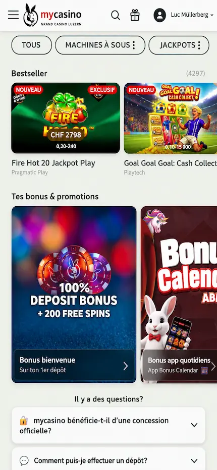 Capture web de la ludothèque de Mycasino.ch